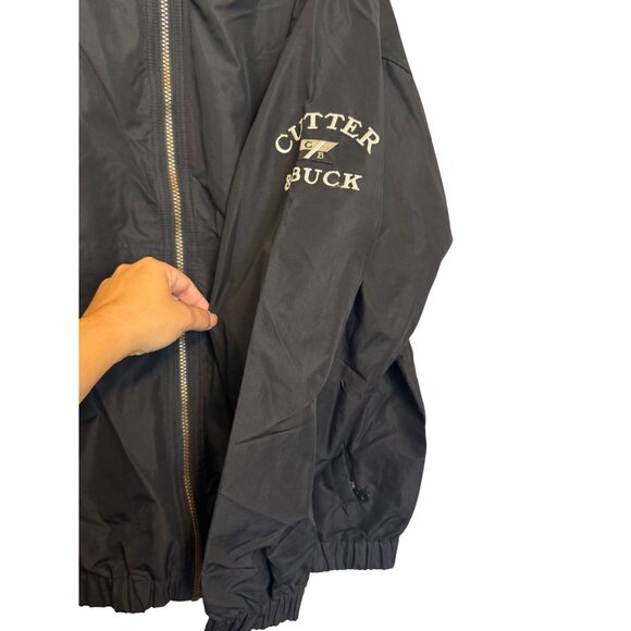 Cutter & Buck Lightweight Windbreaker Jacket Mens Large Black Full-Zip Polyester - Picture 2 of 4